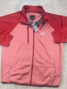 NWT G-III Red Detroit Wings Raglan Full Zip Track Jacket Size Large